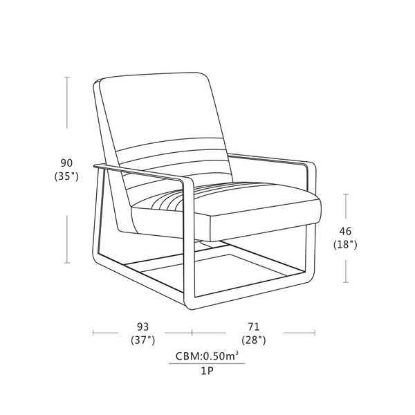 Aria accent chair schematic drawings