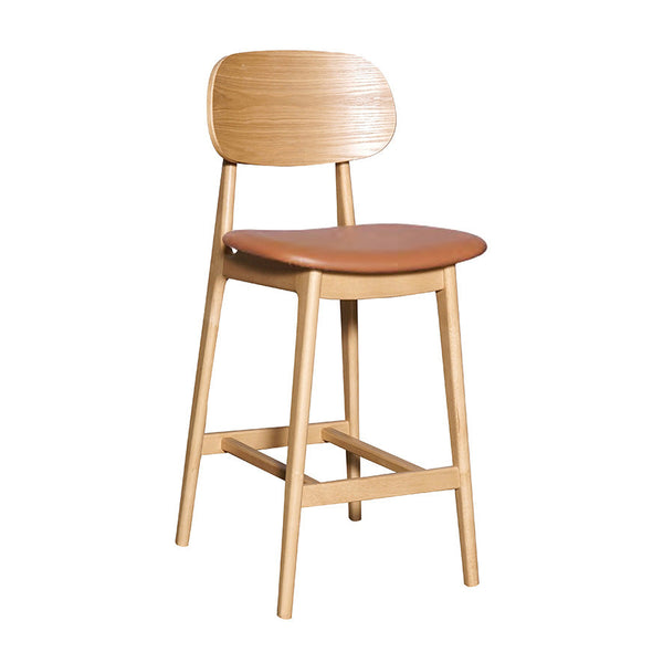 Bowi : Bar Stool Natural Timber - Upholstered Seat