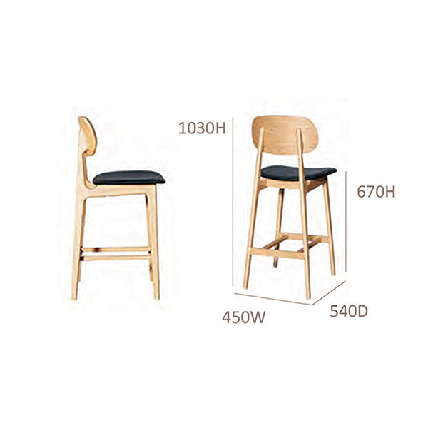 Bowi : Bar Stool Black Timber - Upholstered Seat