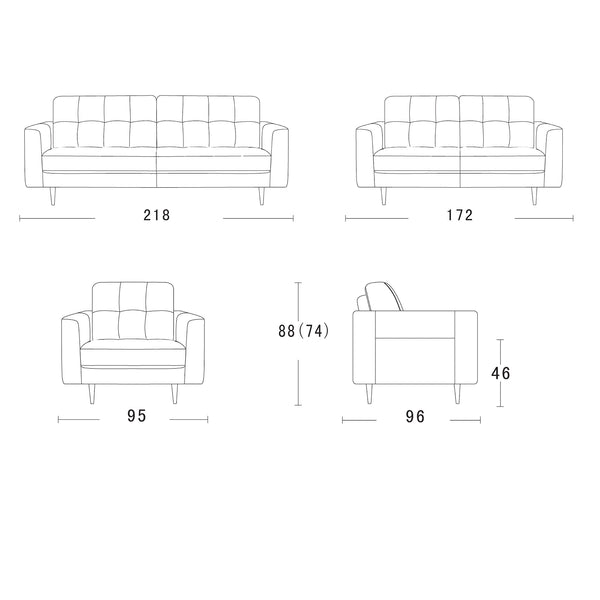 Brighton : Leather Sofa with Quilted Back & Pencil Legs - Modern Home Furniture