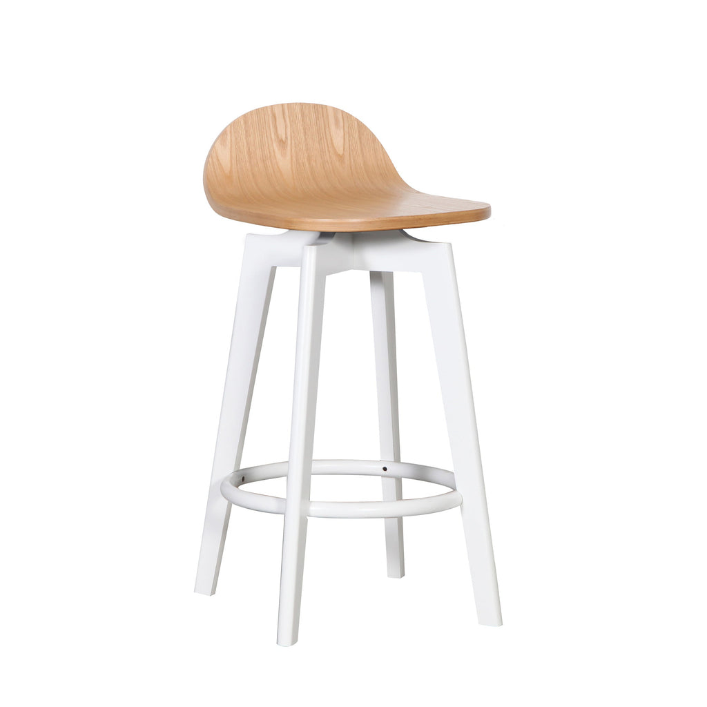 Caulfield Bar Stool Timber Seat in Natural White Frame