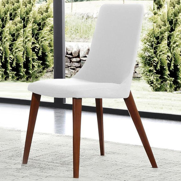 Cayman dining chair white pu with walnut leg