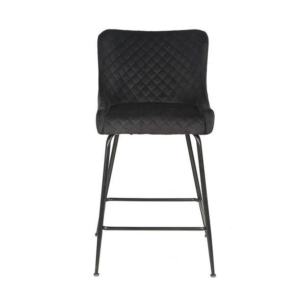 Dario : Bar Stool Black Frame Black Velvet