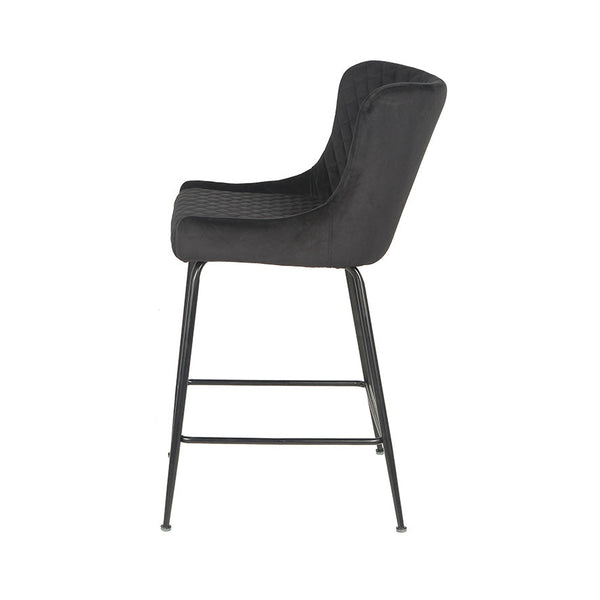 Dario : Bar Stool Black Frame Black Velvet