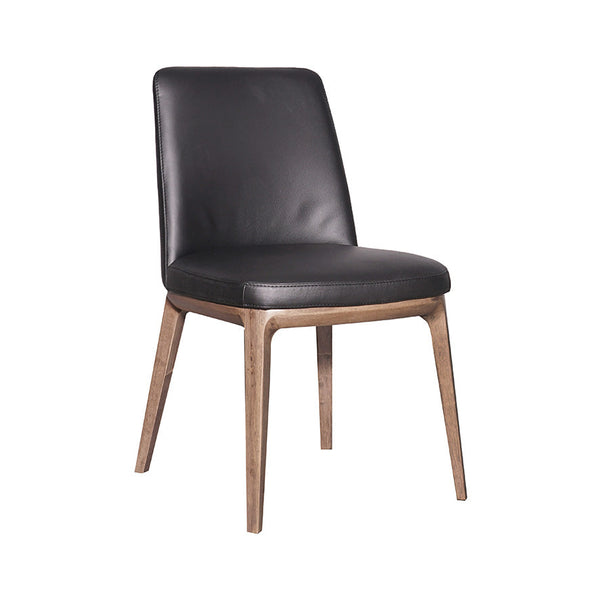 Juno : Dining Chair Light Walnut / Black Leather