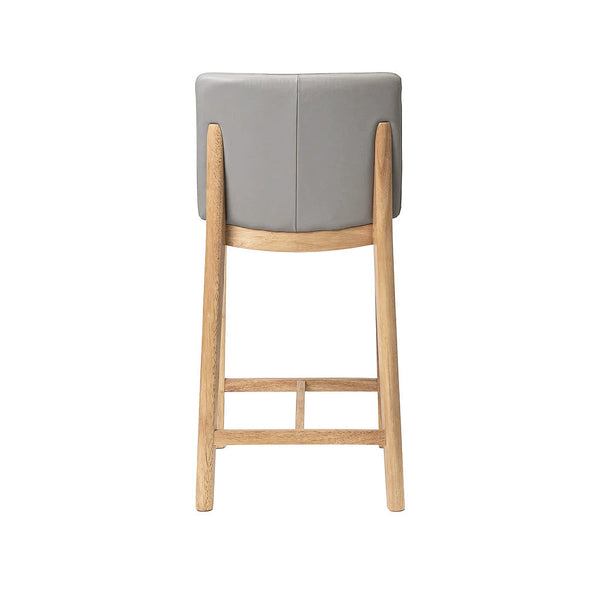 Koda : Bar Stool Pewter Leather Oak Frame