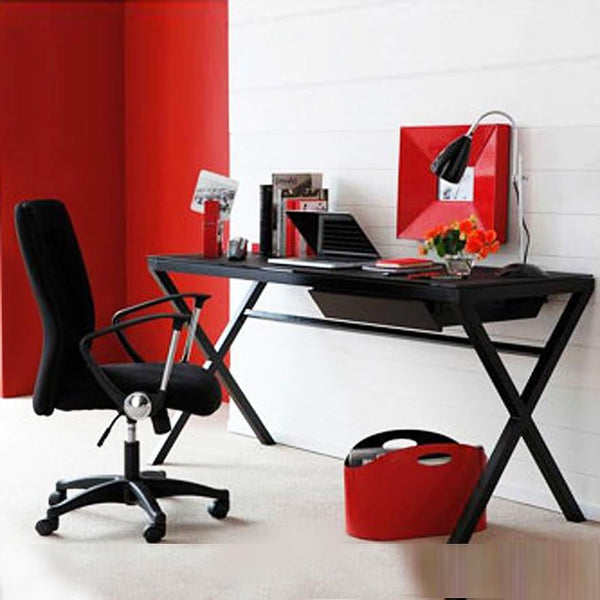 Nexus : Desk Black Metal Desk with Drawer - Modern Home Furniture