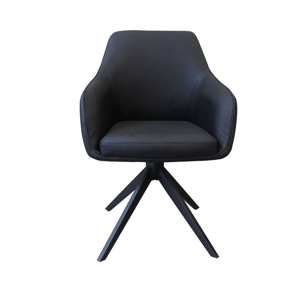 Oscar : Swivel Dining Chair Black Eco-Leather