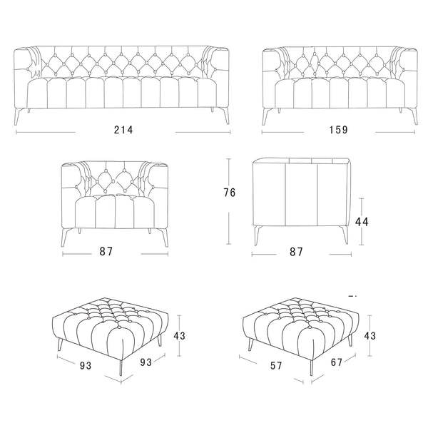 Oxford : Ottoman Velvet Fabric - Modern Home Furniture