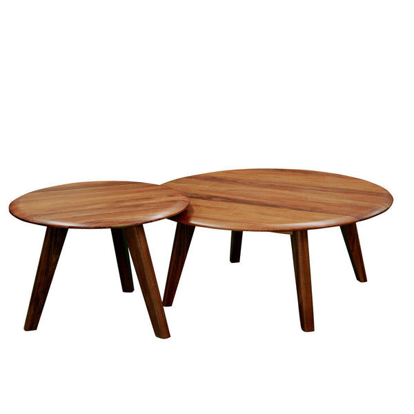 retro set of two coffee tables round