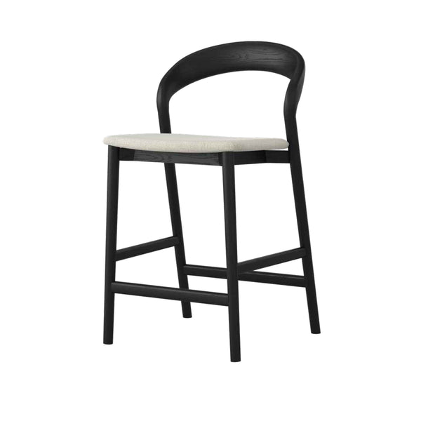 Willow : Bar Stool Black Oak / Fabric Seat