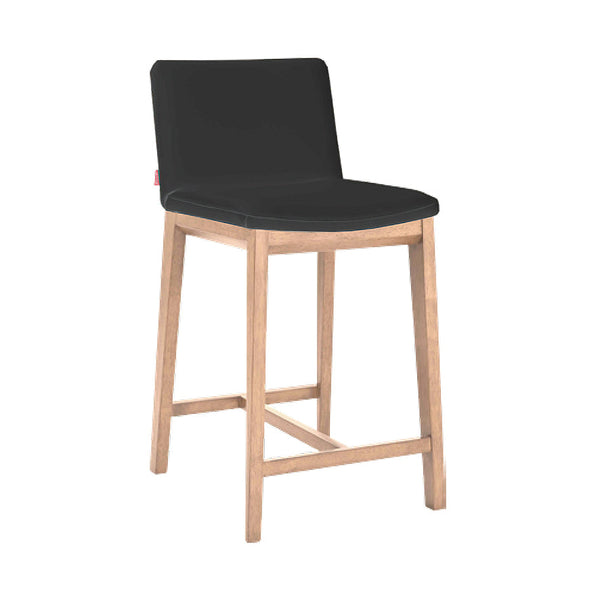 Wilson : Bar Stool Black Leather Natural Frame